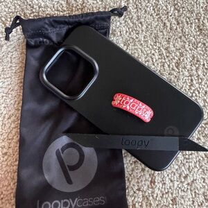 Loopy Case Black Phone Case with 2 loops iPhone 15 pro